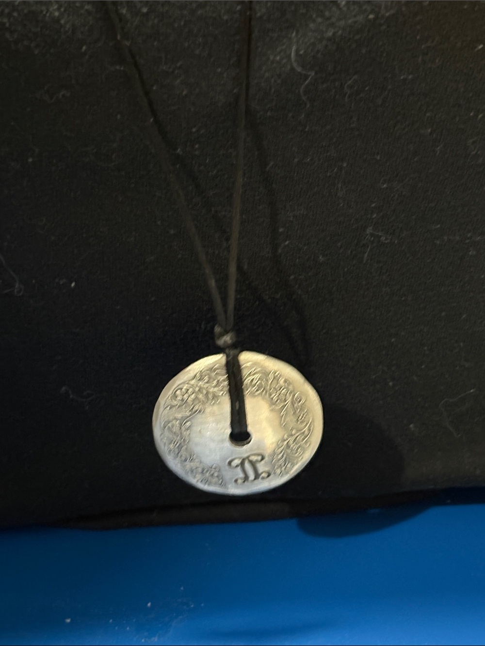 Vendel August Pewter Engraved Floral Scroll Pendant Necklace